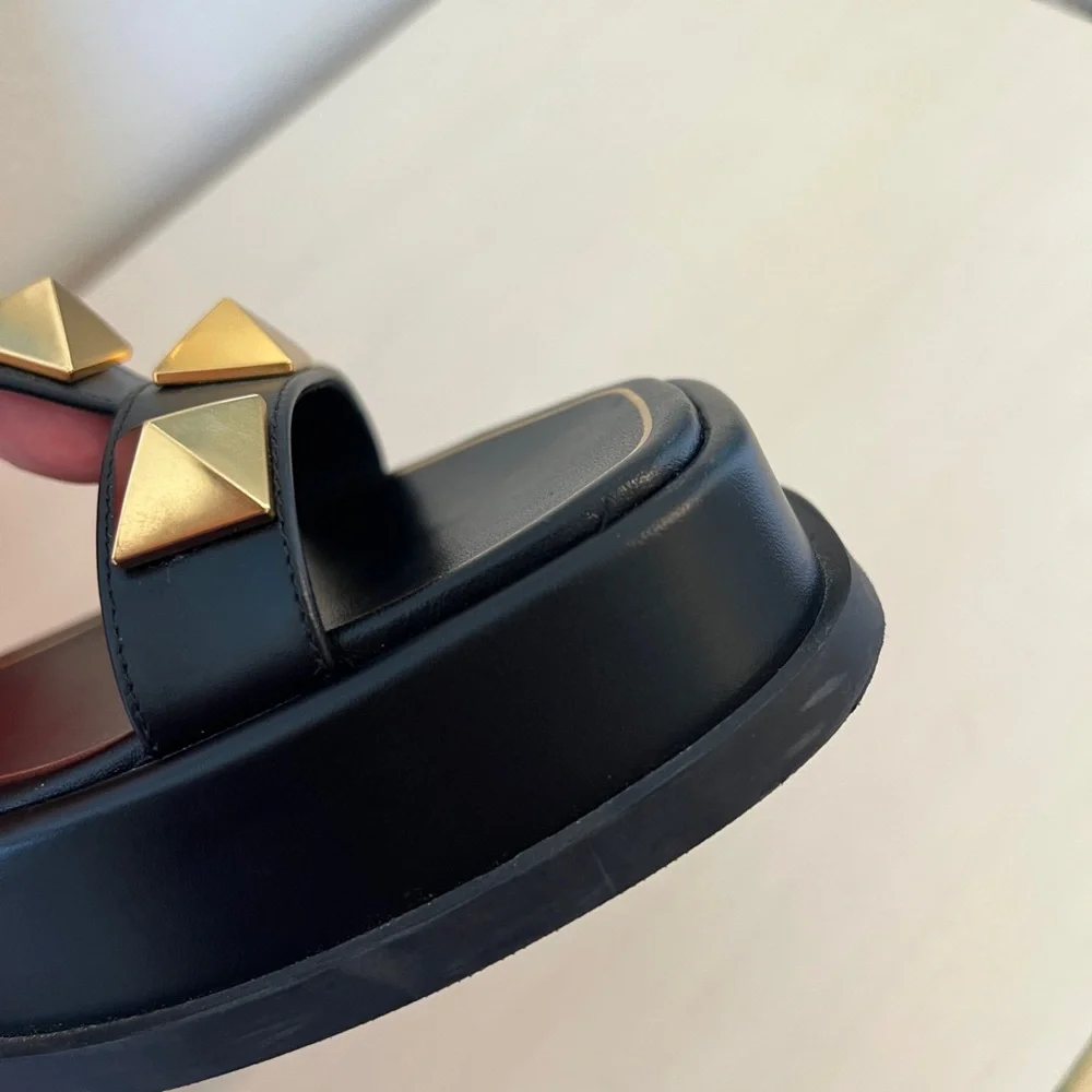 Valentino Black Sandals with Gold Studs - Picture 8 of 8